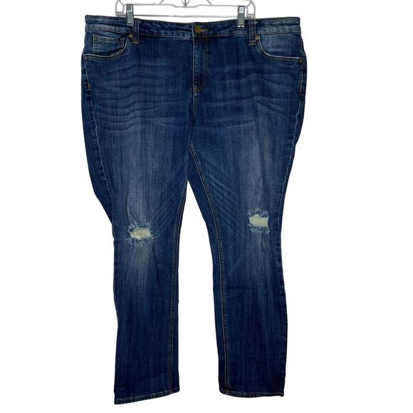 Kut From The Kloth Catherine Boyfriend Jeans 20W Distressed Mid-Rise Stretch - Picture 1 of 8